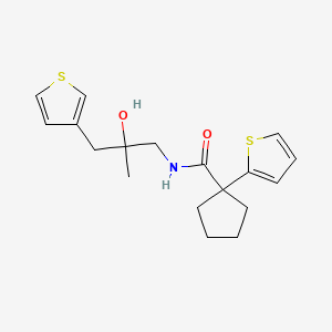 molecular formula C18H23NO2S2 B2777230 N-{2-hydroxy-2-[(thiophen-3-yl)methyl]propyl}-1-(thiophen-2-yl)cyclopentane-1-carboxamide CAS No. 2097919-96-3