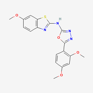 molecular formula C18H16N4O4S B2777235 5-(2,4-dimethoxyphenyl)-N-(6-methoxybenzo[d]thiazol-2-yl)-1,3,4-oxadiazol-2-amine CAS No. 862975-93-7