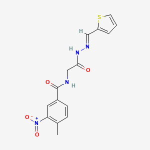 (E)-4-methyl-3-nitro-N-(2-oxo-2-(2-(thiophen-2-ylmethylene)hydrazinyl)ethyl)benzamide