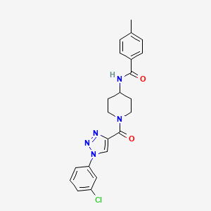 molecular formula C22H22ClN5O2 B2777249 N-(1-(1-(3-chlorophenyl)-1H-1,2,3-triazole-4-carbonyl)piperidin-4-yl)-4-methylbenzamide CAS No. 1251589-01-1