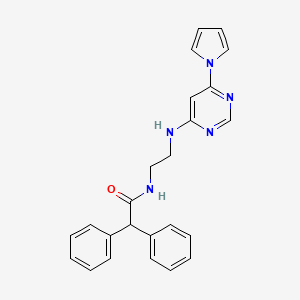 molecular formula C24H23N5O B2777276 N-(2-((6-(1H-pyrrol-1-yl)pyrimidin-4-yl)amino)ethyl)-2,2-diphenylacetamide CAS No. 1396858-98-2