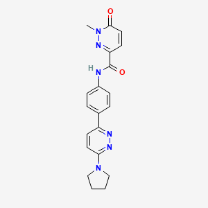 molecular formula C20H20N6O2 B2777280 1-methyl-6-oxo-N-(4-(6-(pyrrolidin-1-yl)pyridazin-3-yl)phenyl)-1,6-dihydropyridazine-3-carboxamide CAS No. 1203151-47-6