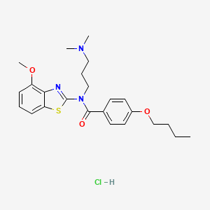 molecular formula C24H32ClN3O3S B2777282 4-butoxy-N-(3-(dimethylamino)propyl)-N-(4-methoxybenzo[d]thiazol-2-yl)benzamide hydrochloride CAS No. 1216460-21-7
