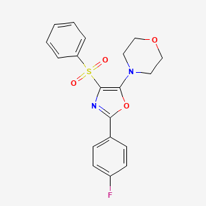 molecular formula C19H17FN2O4S B2777290 4-[2-(4-Fluorophenyl)-4-(phenylsulfonyl)-1,3-oxazol-5-yl]morpholine CAS No. 305330-90-9
