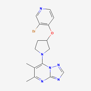 molecular formula C16H17BrN6O B2777296 7-[3-(3-Bromopyridin-4-yl)oxypyrrolidin-1-yl]-5,6-dimethyl-[1,2,4]triazolo[1,5-a]pyrimidine CAS No. 2380143-11-1