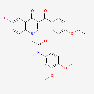 molecular formula C28H25FN2O6 B2777300 N-(3,4-dimethoxyphenyl)-2-[3-(4-ethoxybenzoyl)-6-fluoro-4-oxo-1,4-dihydroquinolin-1-yl]acetamide CAS No. 866590-16-1