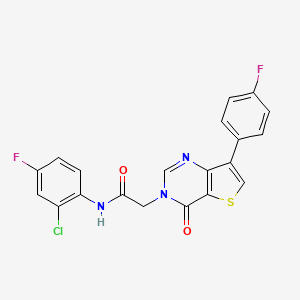 molecular formula C20H12ClF2N3O2S B2777309 N-(2-chloro-4-fluorophenyl)-2-[7-(4-fluorophenyl)-4-oxo-3H,4H-thieno[3,2-d]pyrimidin-3-yl]acetamide CAS No. 1207023-25-3