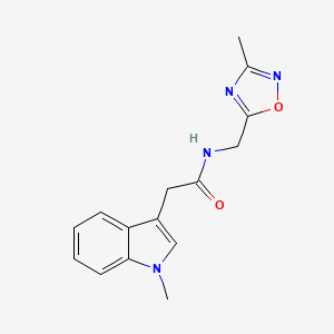 molecular formula C15H16N4O2 B2777334 N-((3-methyl-1,2,4-oxadiazol-5-yl)methyl)-2-(1-methyl-1H-indol-3-yl)acetamide CAS No. 1234882-45-1