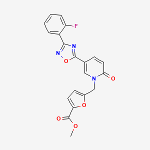 molecular formula C20H14FN3O5 B2777339 methyl 5-((5-(3-(2-fluorophenyl)-1,2,4-oxadiazol-5-yl)-2-oxopyridin-1(2H)-yl)methyl)furan-2-carboxylate CAS No. 1396856-17-9