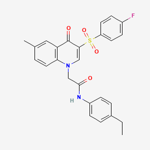 molecular formula C26H23FN2O4S B2777346 N-(4-ethylphenyl)-2-[3-(4-fluorobenzenesulfonyl)-6-methyl-4-oxo-1,4-dihydroquinolin-1-yl]acetamide CAS No. 866808-58-4