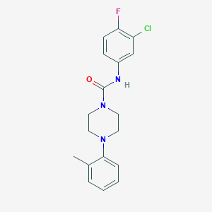 molecular formula C18H19ClFN3O B277741 N-(3-chloro-4-fluorophenyl)-4-(2-methylphenyl)-1-piperazinecarboxamide 