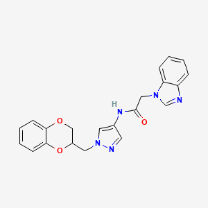 B2777421 2-(1H-benzo[d]imidazol-1-yl)-N-(1-((2,3-dihydrobenzo[b][1,4]dioxin-2-yl)methyl)-1H-pyrazol-4-yl)acetamide CAS No. 1797336-07-2