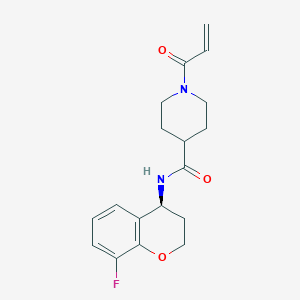 molecular formula C18H21FN2O3 B2777467 N-[(4S)-8-fluoro-3,4-dihydro-2H-1-benzopyran-4-yl]-1-(prop-2-enoyl)piperidine-4-carboxamide CAS No. 2361575-53-1