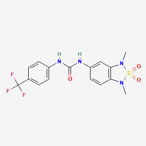 molecular formula C16H15F3N4O3S B2777485 1-(1,3-Dimethyl-2,2-dioxido-1,3-dihydrobenzo[c][1,2,5]thiadiazol-5-yl)-3-(4-(trifluoromethyl)phenyl)urea CAS No. 2034588-09-3
