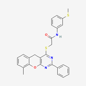 2-((9-methyl-2-phenyl-5H-chromeno[2,3-d]pyrimidin-4-yl)thio)-N-(3-(methylthio)phenyl)acetamide
