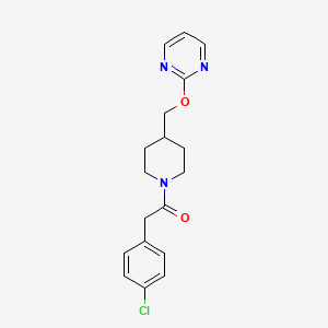 molecular formula C18H20ClN3O2 B2777519 2-(4-Chlorophenyl)-1-{4-[(pyrimidin-2-yloxy)methyl]piperidin-1-yl}ethan-1-one CAS No. 2379976-23-3