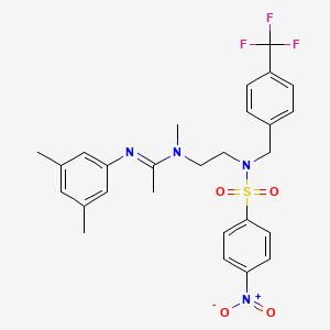 molecular formula C27H29F3N4O4S B2777525 N'-(3,5-dimethylphenyl)-N-methyl-N-(2-{[(4-nitrophenyl)sulfonyl][4-(trifluoromethyl)benzyl]amino}ethyl)ethanimidamide CAS No. 866132-97-0