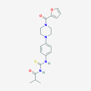 molecular formula C20H24N4O3S B277755 N-{4-[4-(2-furoyl)-1-piperazinyl]phenyl}-N'-isobutyrylthiourea 