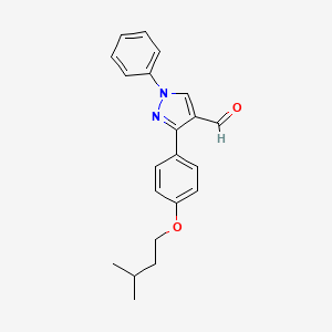 B2777554 3-[4-(3-methylbutoxy)phenyl]-1-phenyl-1H-pyrazole-4-carbaldehyde CAS No. 1234692-29-5