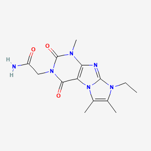 molecular formula C14H18N6O3 B2777557 2-(6-Ethyl-4,7,8-trimethyl-1,3-dioxopurino[7,8-a]imidazol-2-yl)acetamide CAS No. 878412-99-8