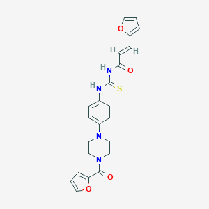 molecular formula C23H22N4O4S B277756 N-{4-[4-(2-furoyl)-1-piperazinyl]phenyl}-N'-[3-(2-furyl)acryloyl]thiourea 