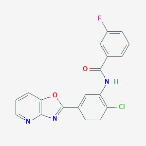 molecular formula C19H11ClFN3O2 B277759 N-(2-chloro-5-[1,3]oxazolo[4,5-b]pyridin-2-ylphenyl)-3-fluorobenzamide 