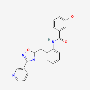 molecular formula C22H18N4O3 B2777592 3-METHOXY-N-(2-{[3-(PYRIDIN-3-YL)-1,2,4-OXADIAZOL-5-YL]METHYL}PHENYL)BENZAMIDE CAS No. 1797267-59-4