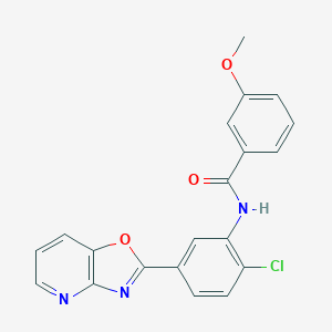 molecular formula C20H14ClN3O3 B277760 N-[2-chloro-5-([1,3]oxazolo[4,5-b]pyridin-2-yl)phenyl]-3-methoxybenzamide 