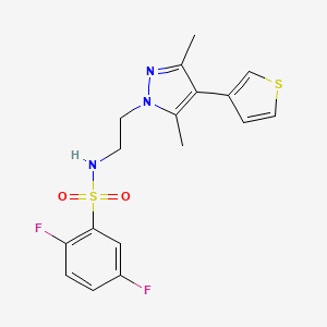 molecular formula C17H17F2N3O2S2 B2777603 N-(2-(3,5-dimethyl-4-(thiophen-3-yl)-1H-pyrazol-1-yl)ethyl)-2,5-difluorobenzenesulfonamide CAS No. 2034376-84-4