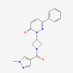 molecular formula C18H17N5O2 B2777608 2-[1-(1-methyl-1H-pyrazole-4-carbonyl)azetidin-3-yl]-6-phenyl-2,3-dihydropyridazin-3-one CAS No. 2380141-77-3