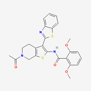 molecular formula C25H23N3O4S2 B2777651 N-[6-acetyl-3-(1,3-benzothiazol-2-yl)-4H,5H,6H,7H-thieno[2,3-c]pyridin-2-yl]-2,6-dimethoxybenzamide CAS No. 864859-88-1