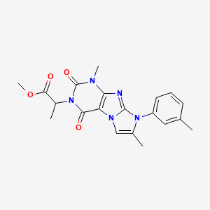 molecular formula C20H21N5O4 B2777656 methyl 2-(1,7-dimethyl-2,4-dioxo-8-(m-tolyl)-1H-imidazo[2,1-f]purin-3(2H,4H,8H)-yl)propanoate CAS No. 887464-62-2