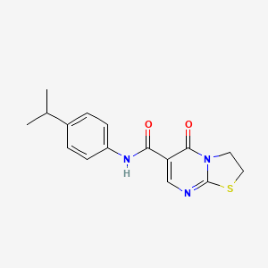 molecular formula C16H17N3O2S B2777669 5-oxo-N-[4-(propan-2-yl)phenyl]-2H,3H,5H-[1,3]thiazolo[3,2-a]pyrimidine-6-carboxamide CAS No. 497072-44-3