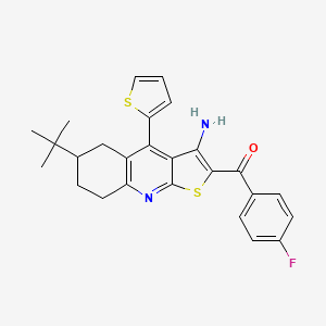 molecular formula C26H25FN2OS2 B2777674 [3-Amino-6-(tert-butyl)-4-(2-thienyl)-5,6,7,8-tetrahydrothieno[2,3-b]quinolin-2-yl](4-fluorophenyl)methanone CAS No. 340811-56-5