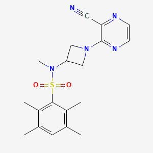 molecular formula C19H23N5O2S B2777676 N-[1-(3-cyanopyrazin-2-yl)azetidin-3-yl]-N,2,3,5,6-pentamethylbenzene-1-sulfonamide CAS No. 2380098-54-2