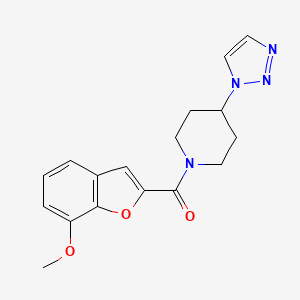 molecular formula C17H18N4O3 B2777691 1-(7-methoxy-1-benzofuran-2-carbonyl)-4-(1H-1,2,3-triazol-1-yl)piperidine CAS No. 1788558-25-7