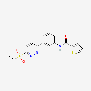 molecular formula C17H15N3O3S2 B2777698 N-{3-[6-(ethanesulfonyl)pyridazin-3-yl]phenyl}thiophene-2-carboxamide CAS No. 1114602-77-5
