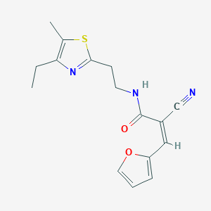 molecular formula C16H17N3O2S B2777712 (Z)-2-Cyano-N-[2-(4-ethyl-5-methyl-1,3-thiazol-2-yl)ethyl]-3-(furan-2-yl)prop-2-enamide CAS No. 1385618-88-1