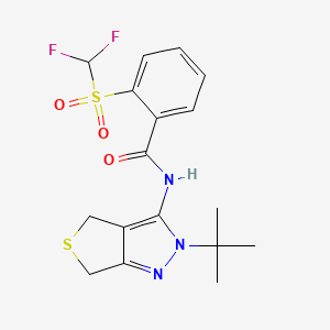 molecular formula C17H19F2N3O3S2 B2777719 N-{2-tert-butyl-2H,4H,6H-thieno[3,4-c]pyrazol-3-yl}-2-difluoromethanesulfonylbenzamide CAS No. 893929-69-6