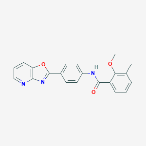 molecular formula C21H17N3O3 B277774 2-methoxy-3-methyl-N-(4-[1,3]oxazolo[4,5-b]pyridin-2-ylphenyl)benzamide 