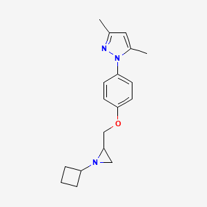 molecular formula C18H23N3O B2777754 1-[4-[(1-Cyclobutylaziridin-2-yl)methoxy]phenyl]-3,5-dimethylpyrazole CAS No. 2411291-08-0