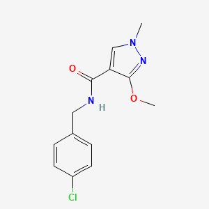 molecular formula C13H14ClN3O2 B2777762 N-(4-chlorobenzyl)-3-methoxy-1-methyl-1H-pyrazole-4-carboxamide CAS No. 1014069-18-1