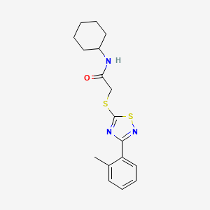 molecular formula C17H21N3OS2 B2777766 N-cyclohexyl-2-((3-(o-tolyl)-1,2,4-thiadiazol-5-yl)thio)acetamide CAS No. 864918-81-0
