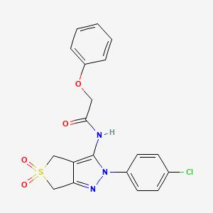 molecular formula C19H16ClN3O4S B2777774 N-(2-(4-chlorophenyl)-5,5-dioxido-4,6-dihydro-2H-thieno[3,4-c]pyrazol-3-yl)-2-phenoxyacetamide CAS No. 449791-80-4