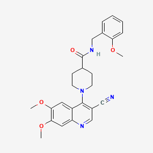 molecular formula C26H28N4O4 B2777795 1-(3-cyano-6,7-dimethoxyquinolin-4-yl)-N-[(2-methoxyphenyl)methyl]piperidine-4-carboxamide CAS No. 1226451-39-3