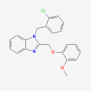 molecular formula C22H19ClN2O2 B2777797 1-[(2-chlorophenyl)methyl]-2-[(2-methoxyphenoxy)methyl]-1H-1,3-benzodiazole CAS No. 612049-75-9