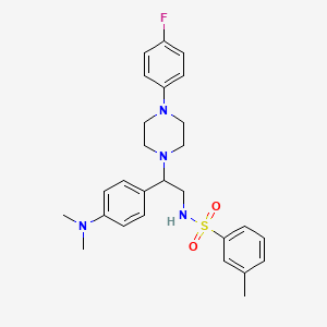 molecular formula C27H33FN4O2S B2777803 N-(2-(4-(dimethylamino)phenyl)-2-(4-(4-fluorophenyl)piperazin-1-yl)ethyl)-3-methylbenzenesulfonamide CAS No. 946244-98-0