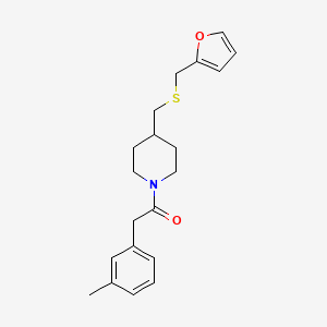molecular formula C20H25NO2S B2777814 1-(4-(((Furan-2-ylmethyl)thio)methyl)piperidin-1-yl)-2-(m-tolyl)ethanone CAS No. 1396767-47-7
