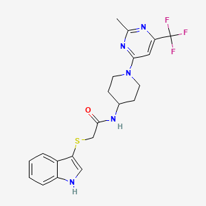 2-((1H-indol-3-yl)thio)-N-(1-(2-methyl-6-(trifluoromethyl)pyrimidin-4-yl)piperidin-4-yl)acetamide
