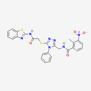 N-((5-((2-(benzo[d]thiazol-2-ylamino)-2-oxoethyl)thio)-4-phenyl-4H-1,2,4-triazol-3-yl)methyl)-2-methyl-3-nitrobenzamide